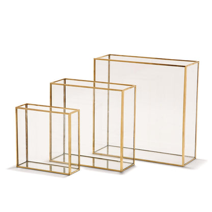 Windows Square Vase W/Gold Metal Trim In 3 Sizes Set Of 3 By Tozai Home | Vases | Modishstore -3