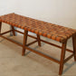 Leather Woven Bench  - Marlboro Leather & Teak Bench 4.4 feet-Multipurpose Entryway, Dining Room, End of the Bed | Benches | Modishstore-3
