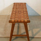 Leather Woven Bench  - Marlboro Leather & Teak Bench 4.4 feet-Multipurpose Entryway, Dining Room, End of the Bed | Benches | Modishstore-5