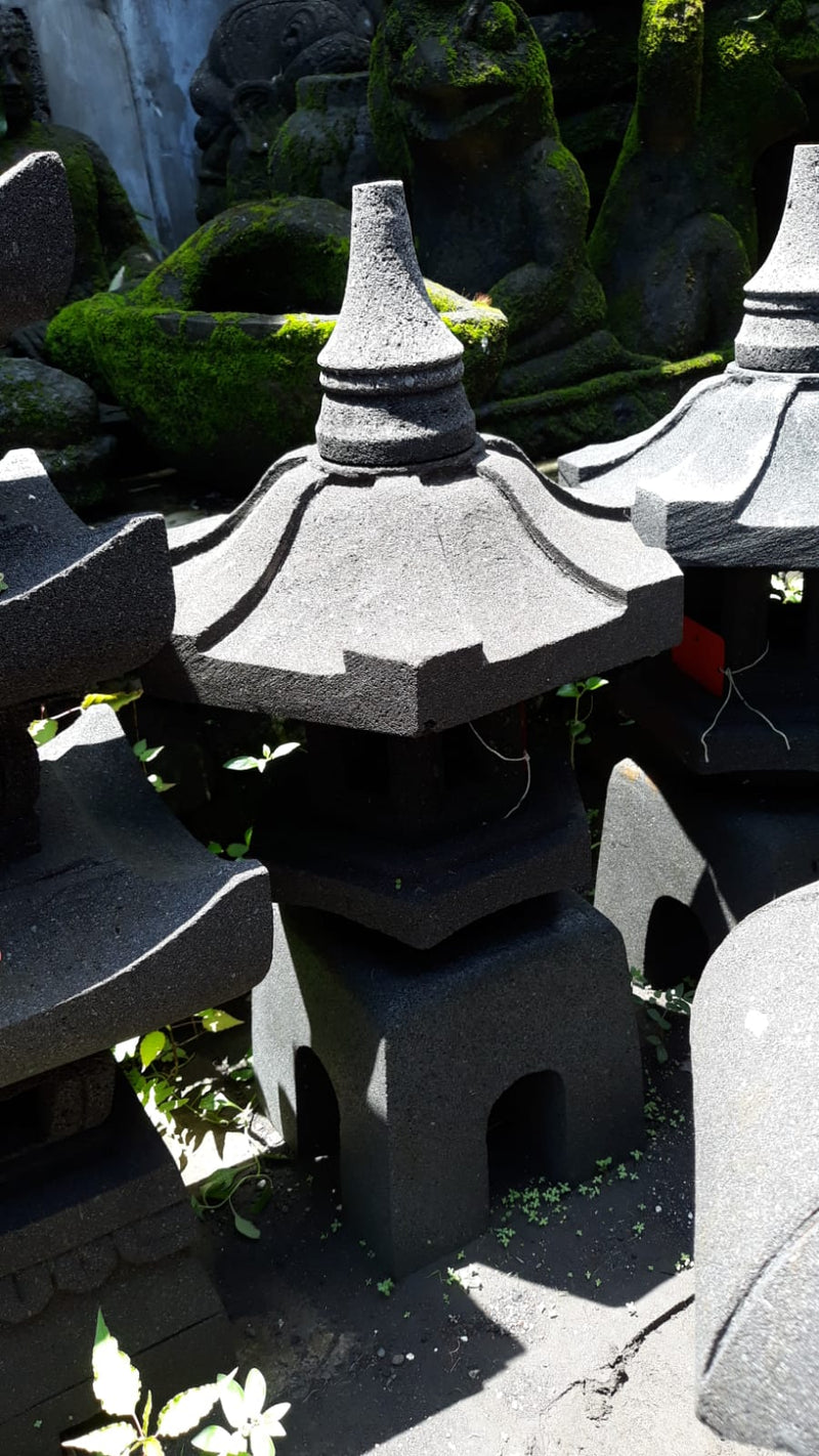 80 cm Tall  31 inch  Pagoda Lantern River Stone by Artisan Living | Lanterns | Modishstore-