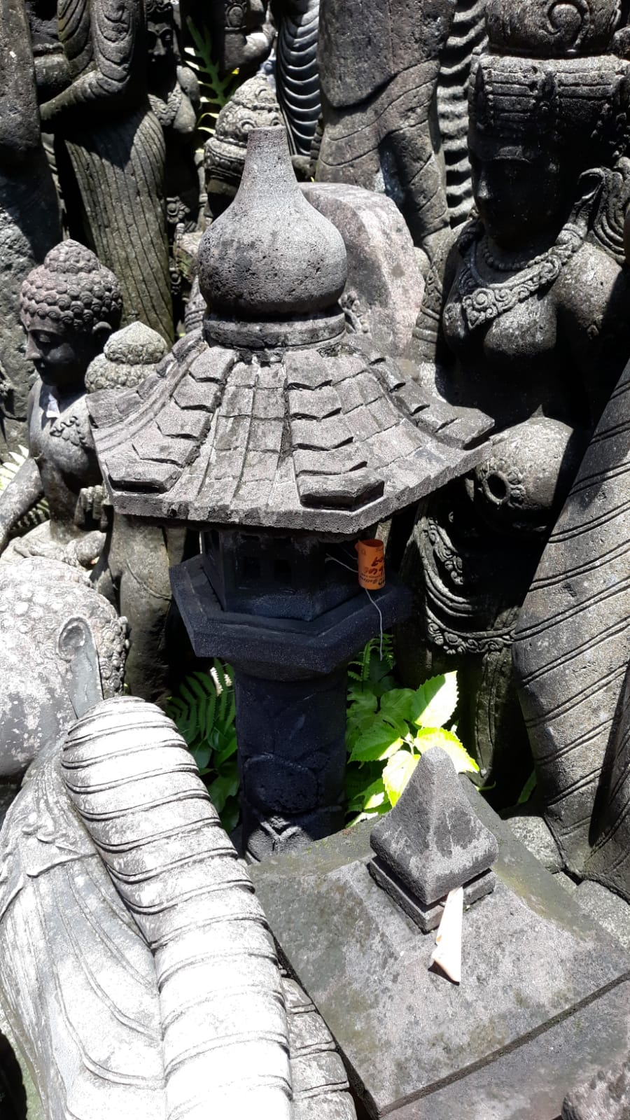 Curved Round 1.05  Meter or 41 inch  Pagoda Lantern River Stone by Artisan Living | Lanterns | Modishstore - 2