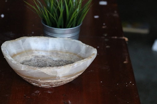 Raw Edge Natural Free Form Onyx Bowl-Small, Round | ModishStore | Decorative Bowls