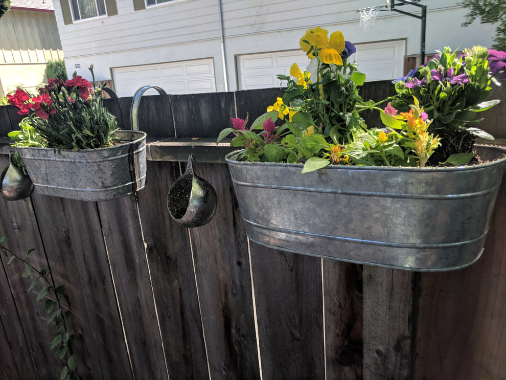 Wall/Railing/Deck Planters Zinc Finish, Oblong, Set of 11-9