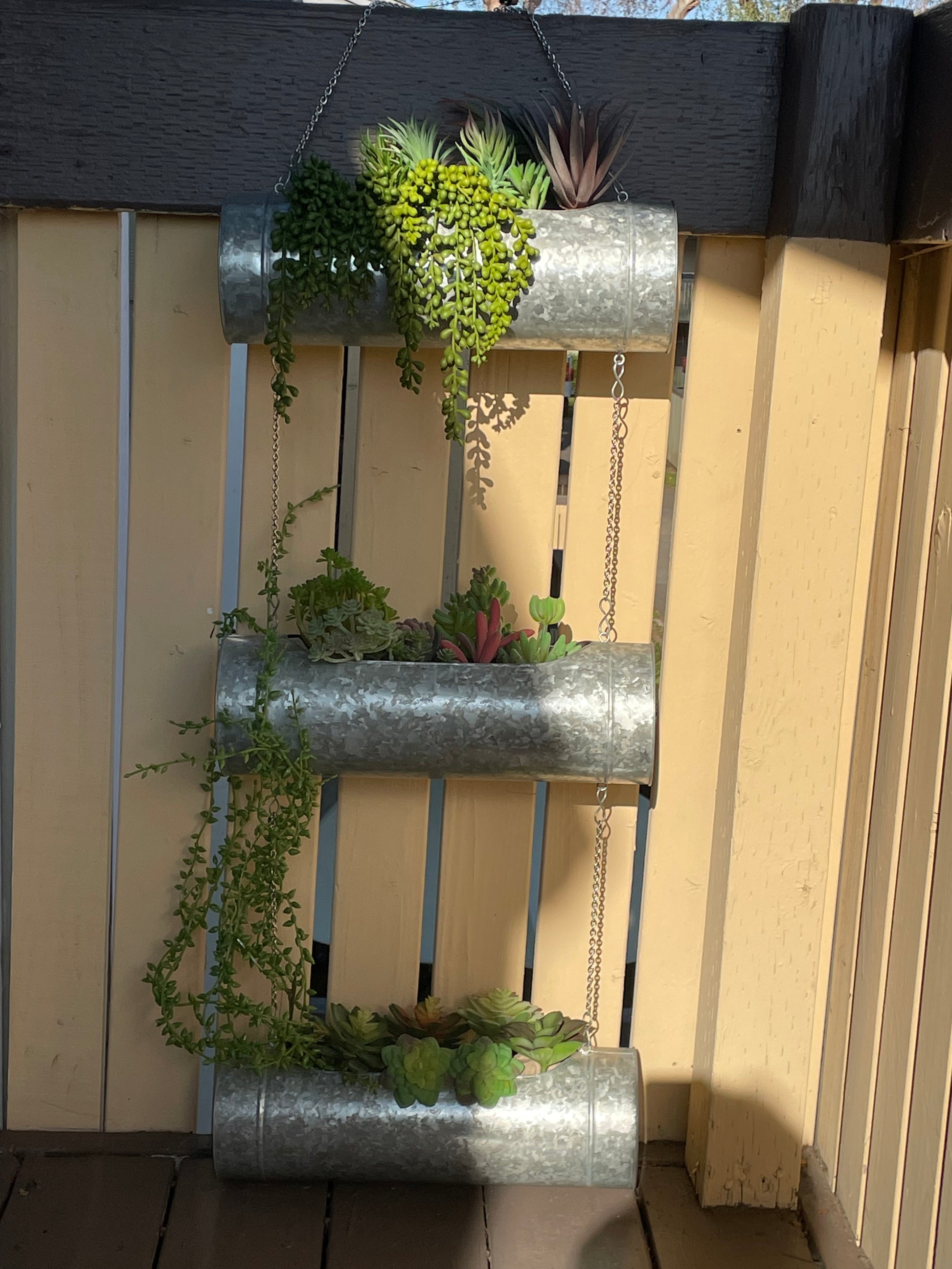 horizontal hanging planter Cera Metal 3 Tiered Hanging Planter/Wall Planter