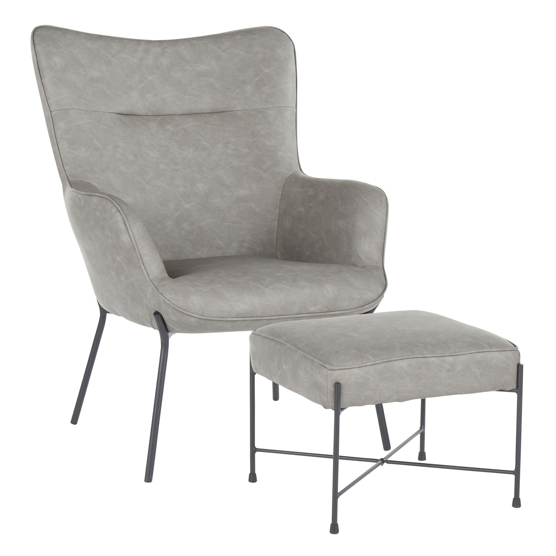 LumiSource Izzy Lounge Chair + Ottoman Set-8