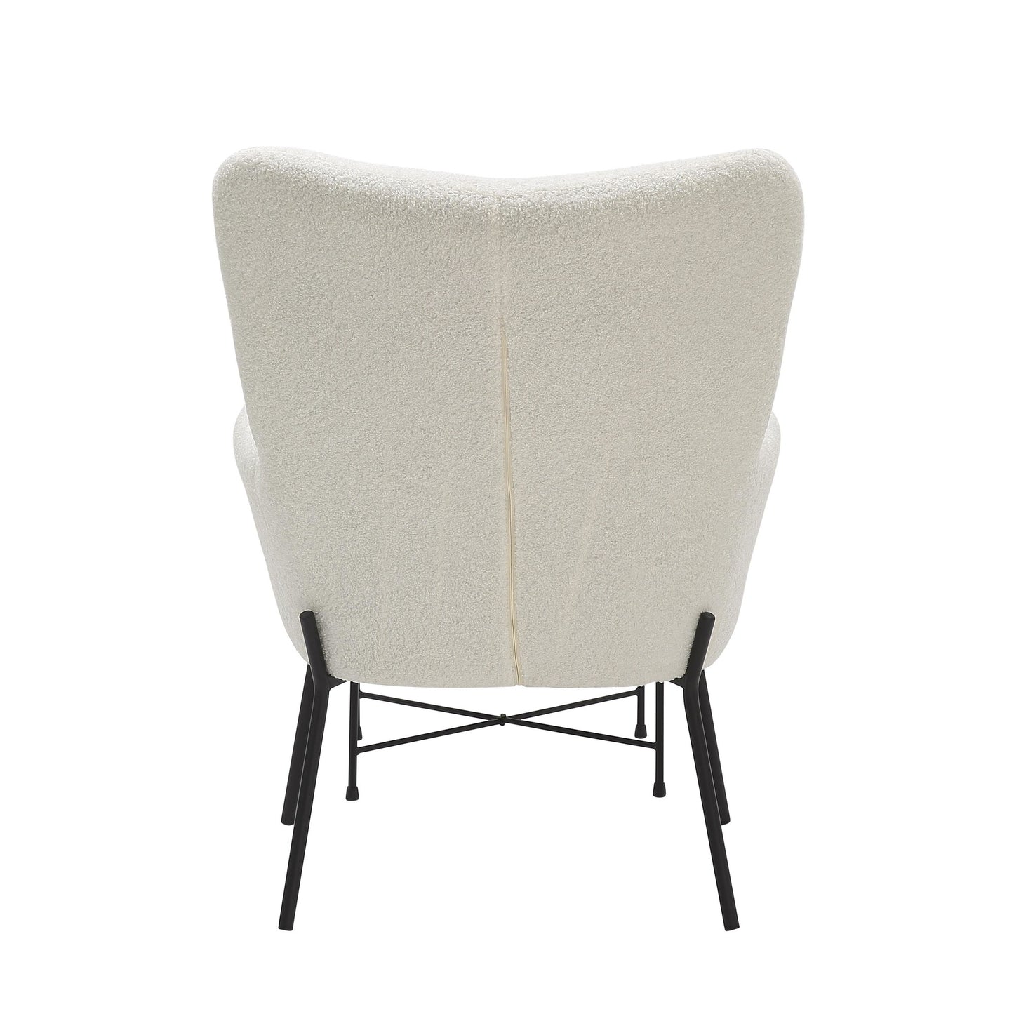 Izzy Industrial Lounge Chair and Ottoman Set in Black Metal and White Sherpa Fabric By LumiSource | Side Chairs | Modishstore - 6