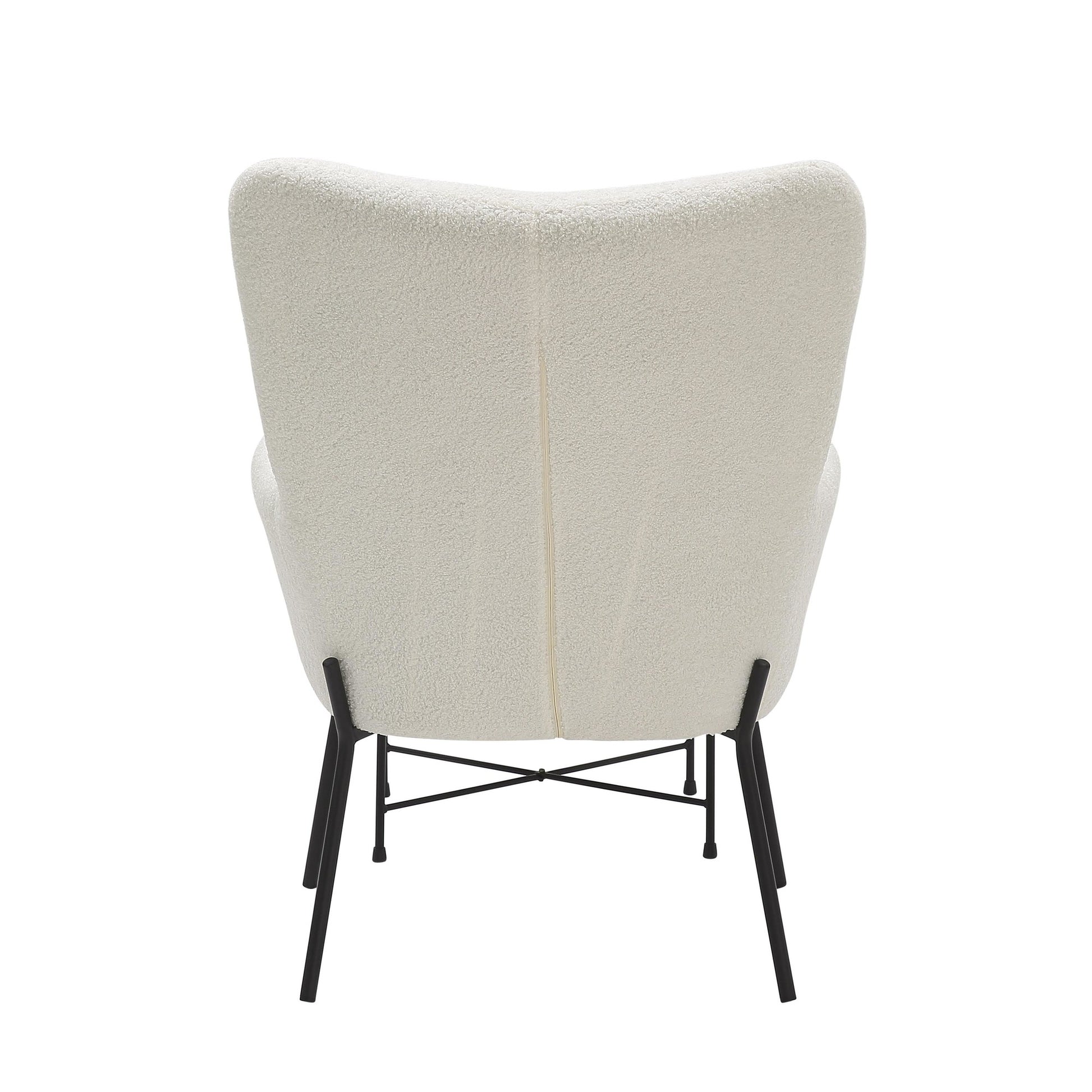 Izzy Industrial Lounge Chair and Ottoman Set in Black Metal and White Sherpa Fabric By LumiSource | Side Chairs | Modishstore - 6