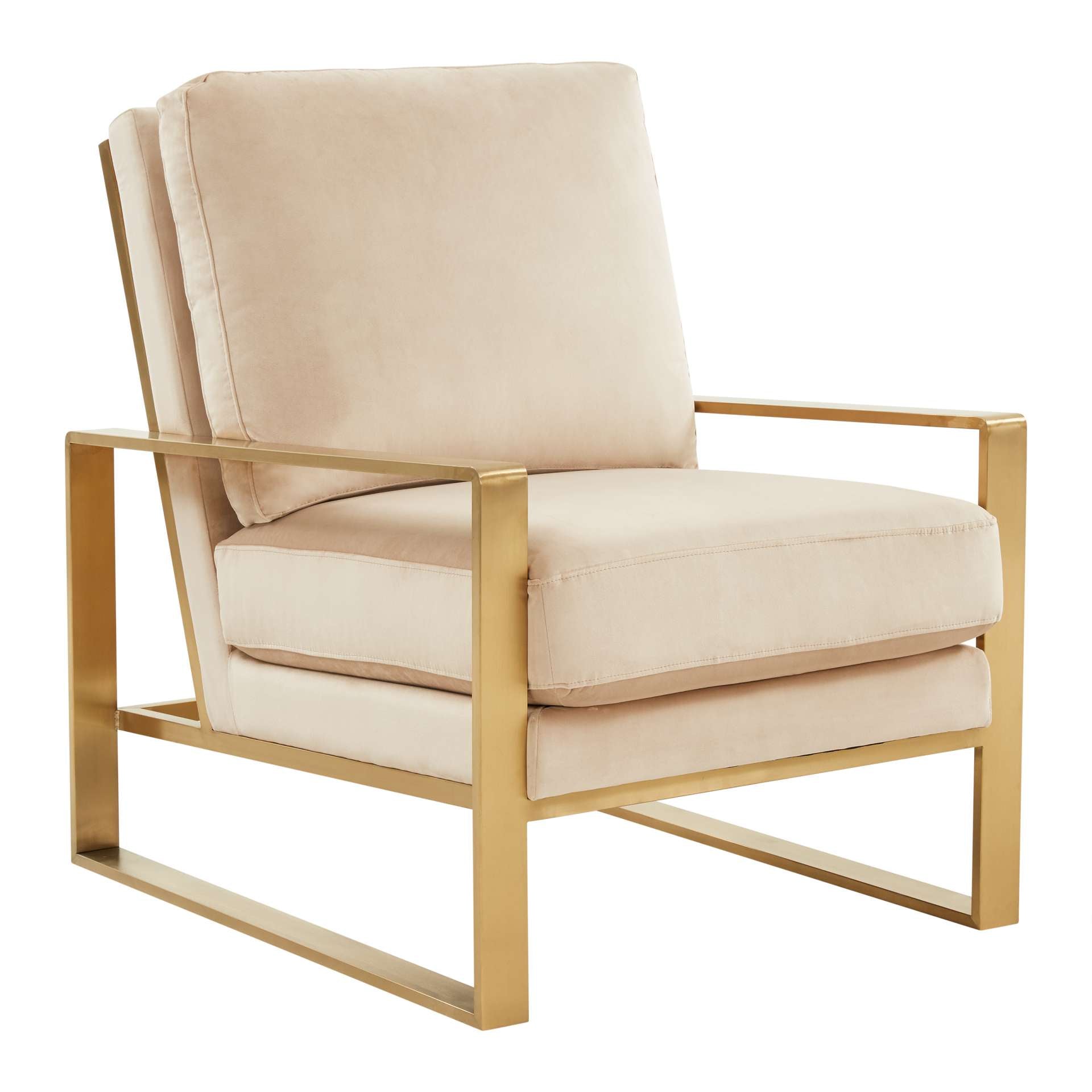 LeisureMod Jefferson Velvet Design Accent Armchair With Gold Frame | Armchairs | Modishstore - 6