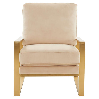 LeisureMod Jefferson Velvet Design Accent Armchair With Gold Frame | Armchairs | Modishstore