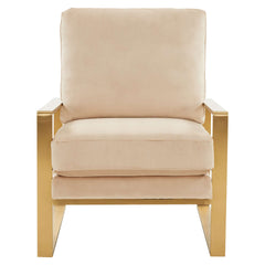 LeisureMod Jefferson Velvet Design Accent Armchair With Gold Frame
