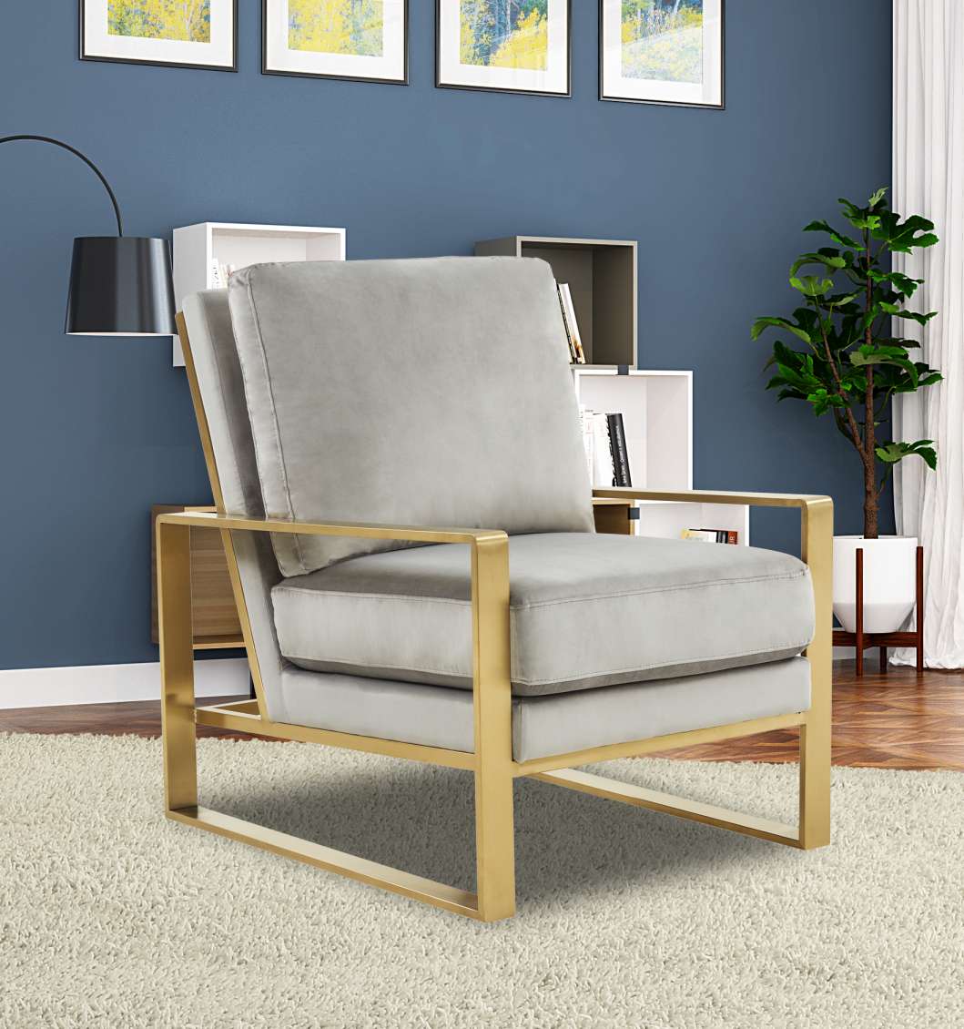 LeisureMod Jefferson Velvet Design Accent Armchair With Gold Frame | Armchairs | Modishstore - 15