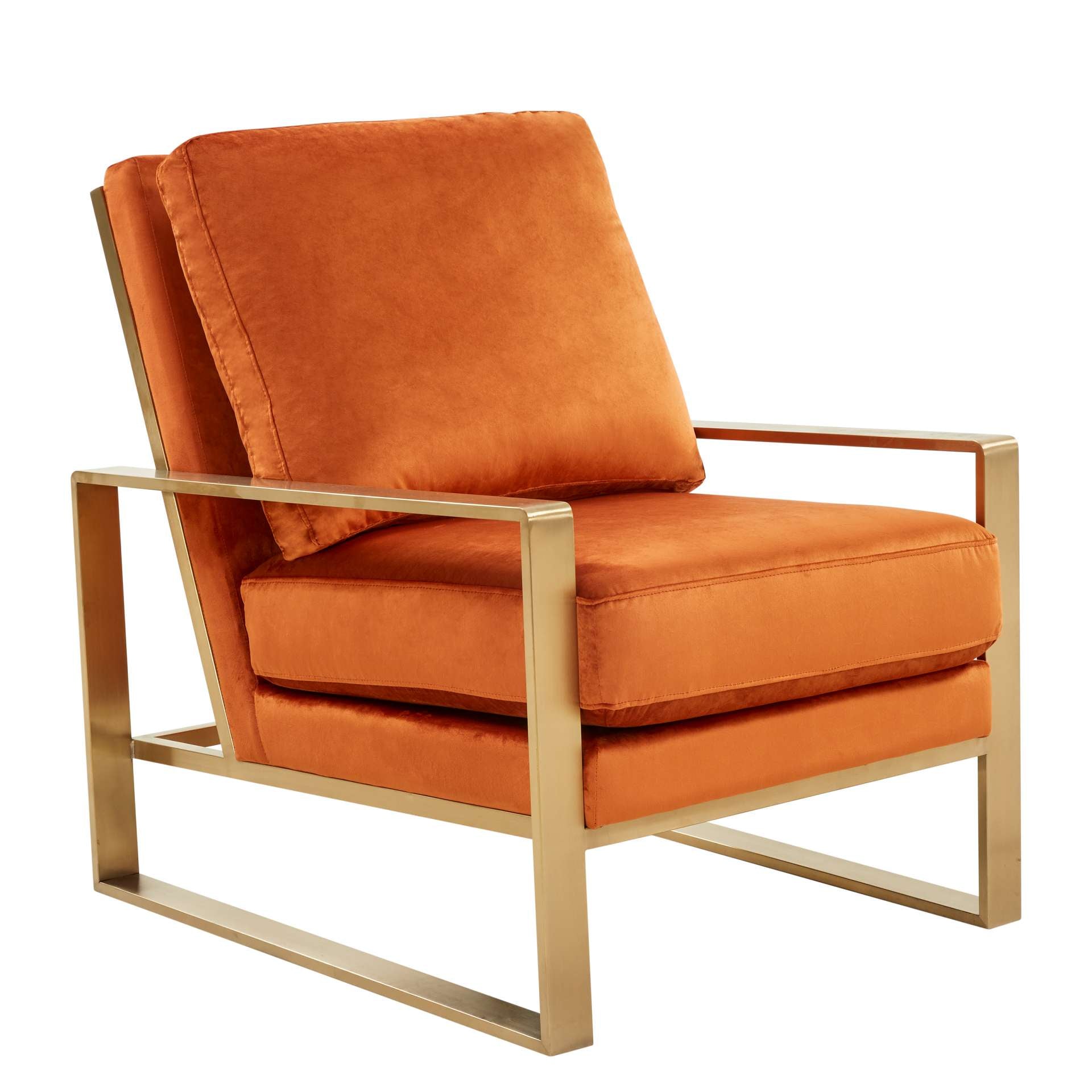 LeisureMod Jefferson Velvet Design Accent Armchair With Gold Frame | Armchairs | Modishstore - 28