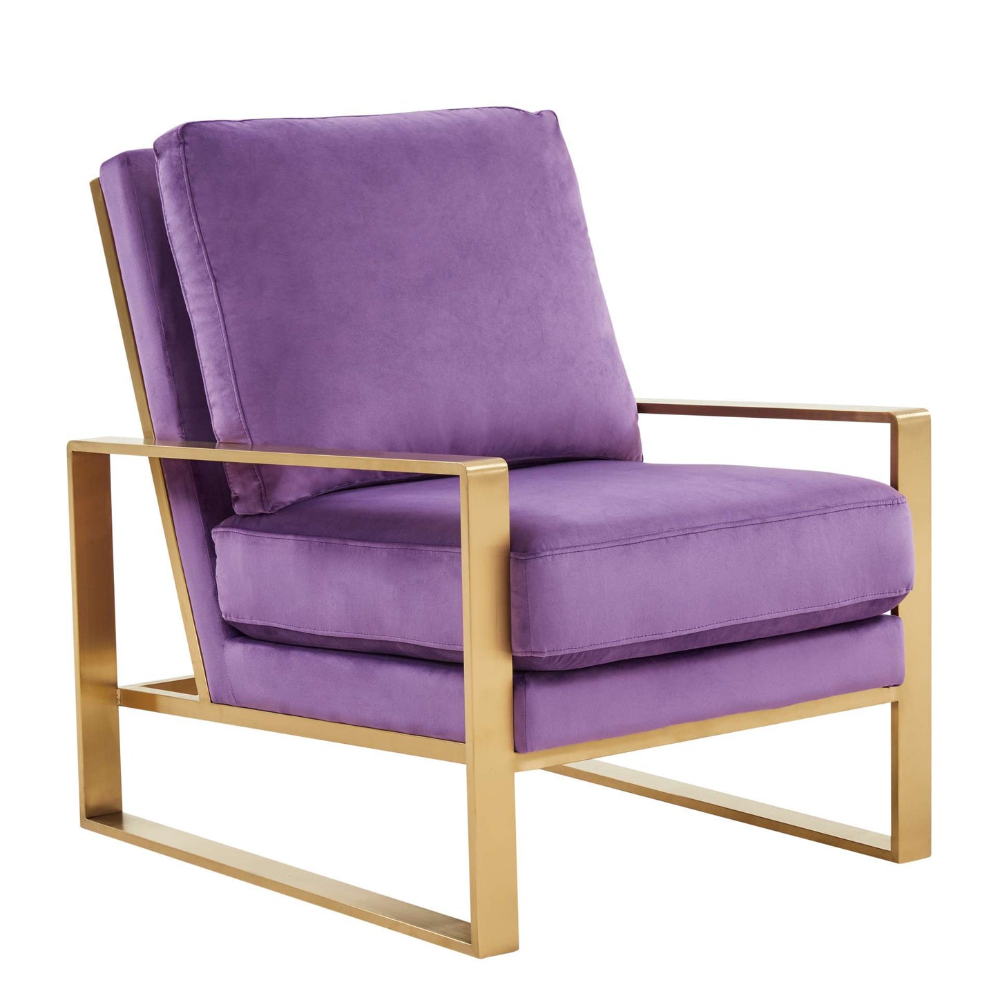 LeisureMod Jefferson Velvet Design Accent Armchair With Gold Frame | Armchairs | Modishstore - 39