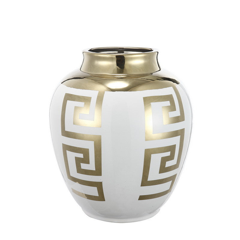 A&B Home Gold & White Vase | Vases | Modishstore