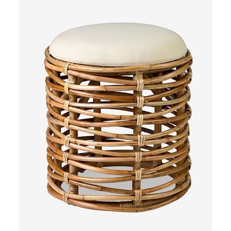 Leeton Open Weave Round Rattan Stool by Jeffan | Stools | Modishstore