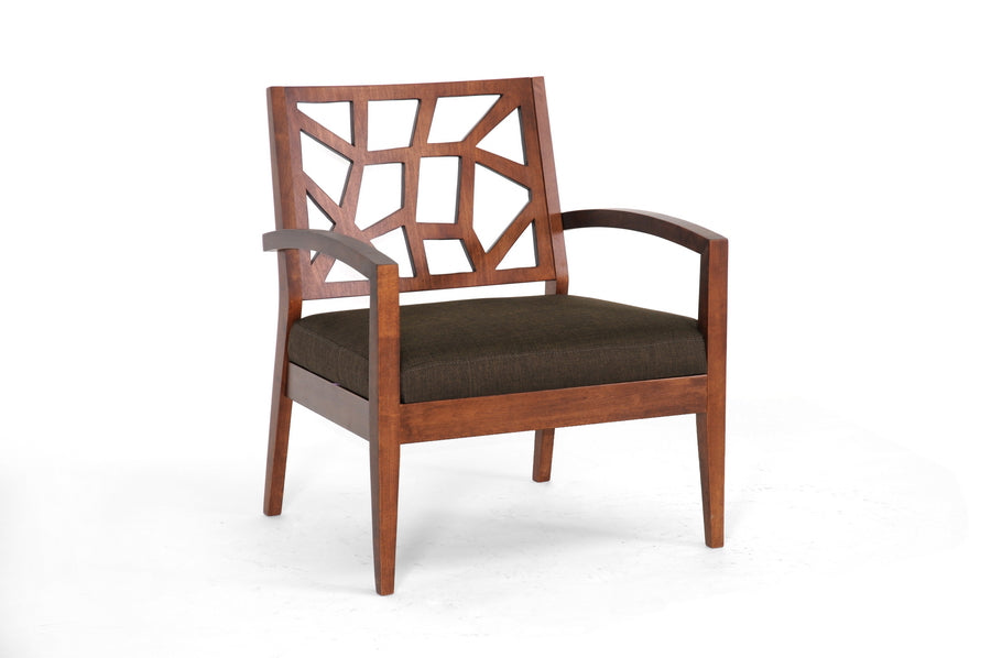 Baxton Studio Jennifer Modern Lounge Chair with Dark Brown Fabric Seat | Modishstore | Lounge Chairs