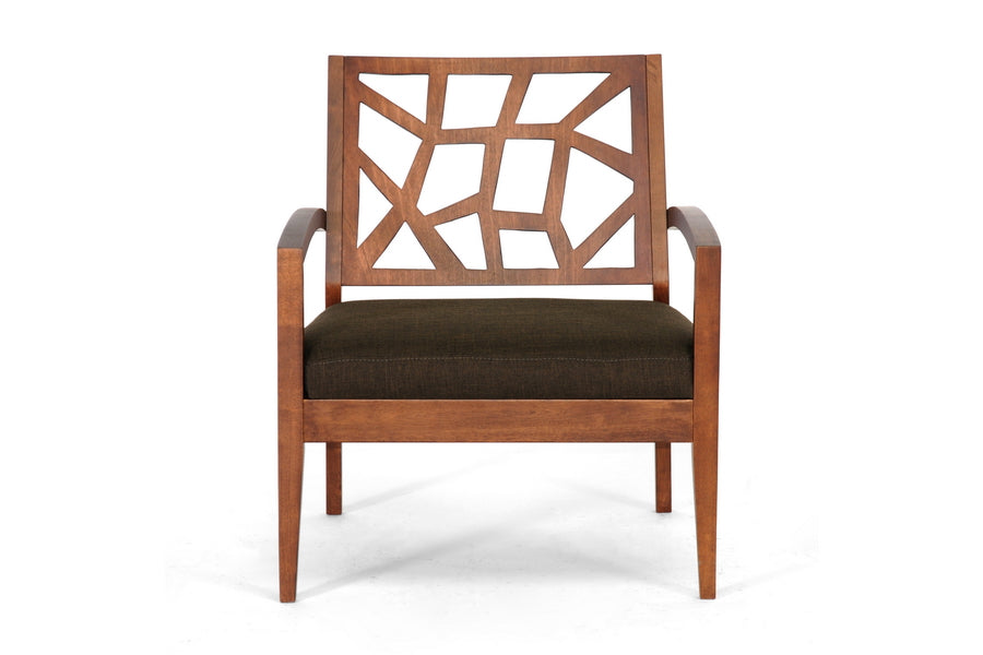 baxton studio jennifer modern lounge chair with dark brown fabric seat | Modish Furniture Store-2