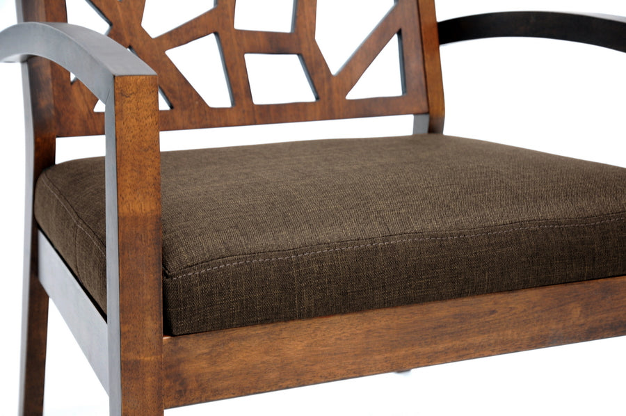baxton studio jennifer modern lounge chair with dark brown fabric seat | Modish Furniture Store-3