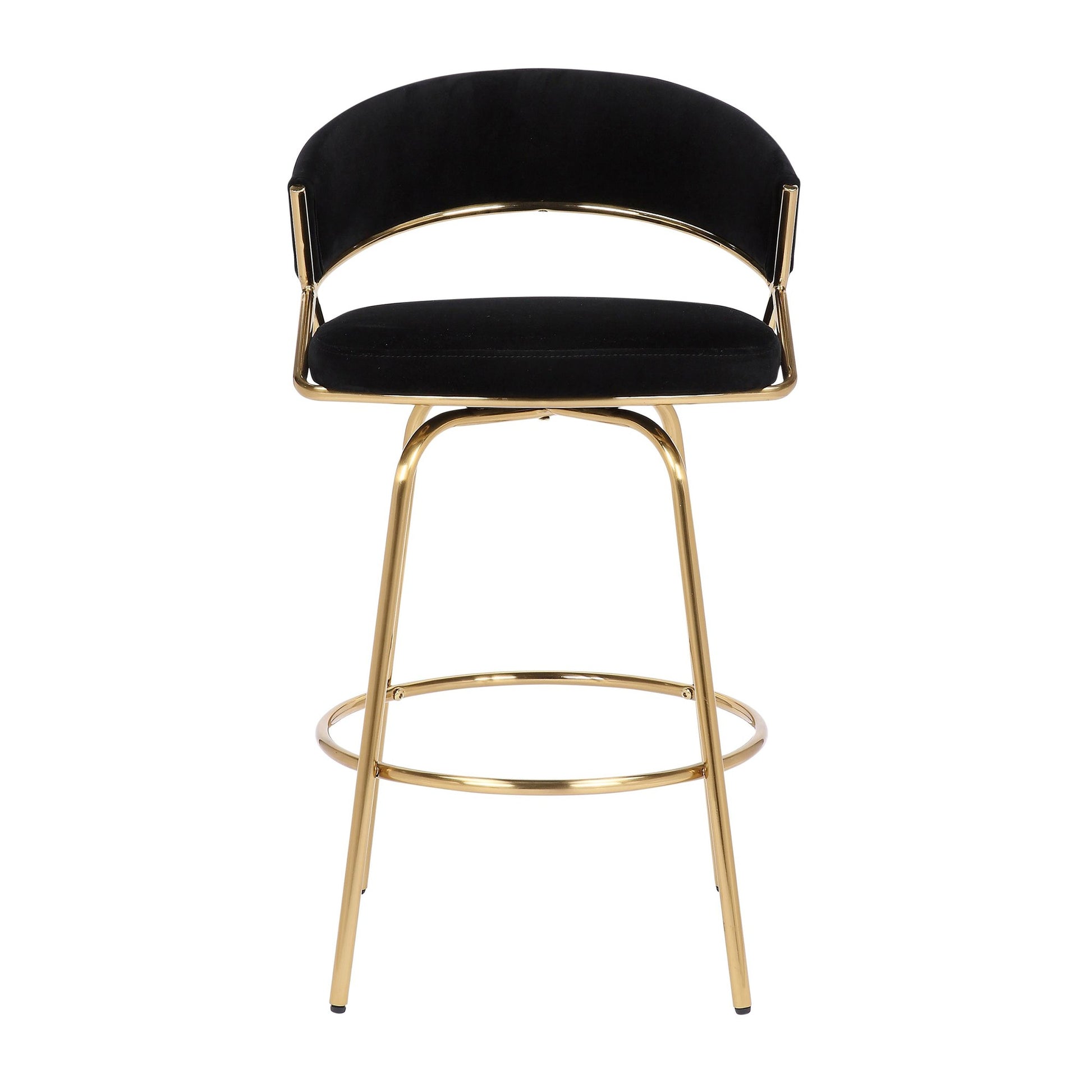 Jie Glam Fixed-height Counter Stool in Gold Metal and Black Velvet By LumiSource - Set of 2 | Counter Stools | Modishstore - 3