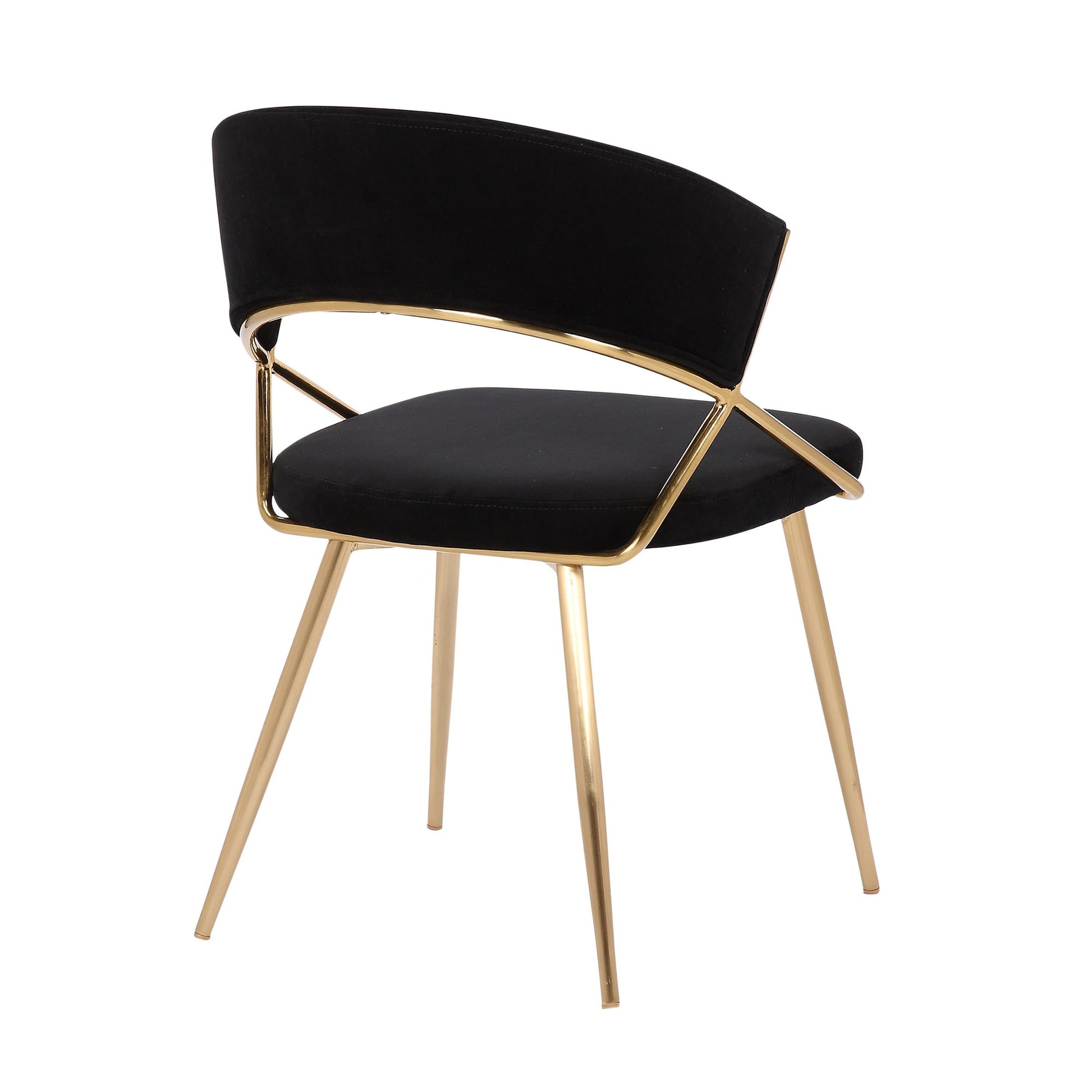 Jie Glam Dining Chair in Gold Steel and Black Velvet By LumiSource - Set of 2 | Dining Chairs | Modishstore - 8