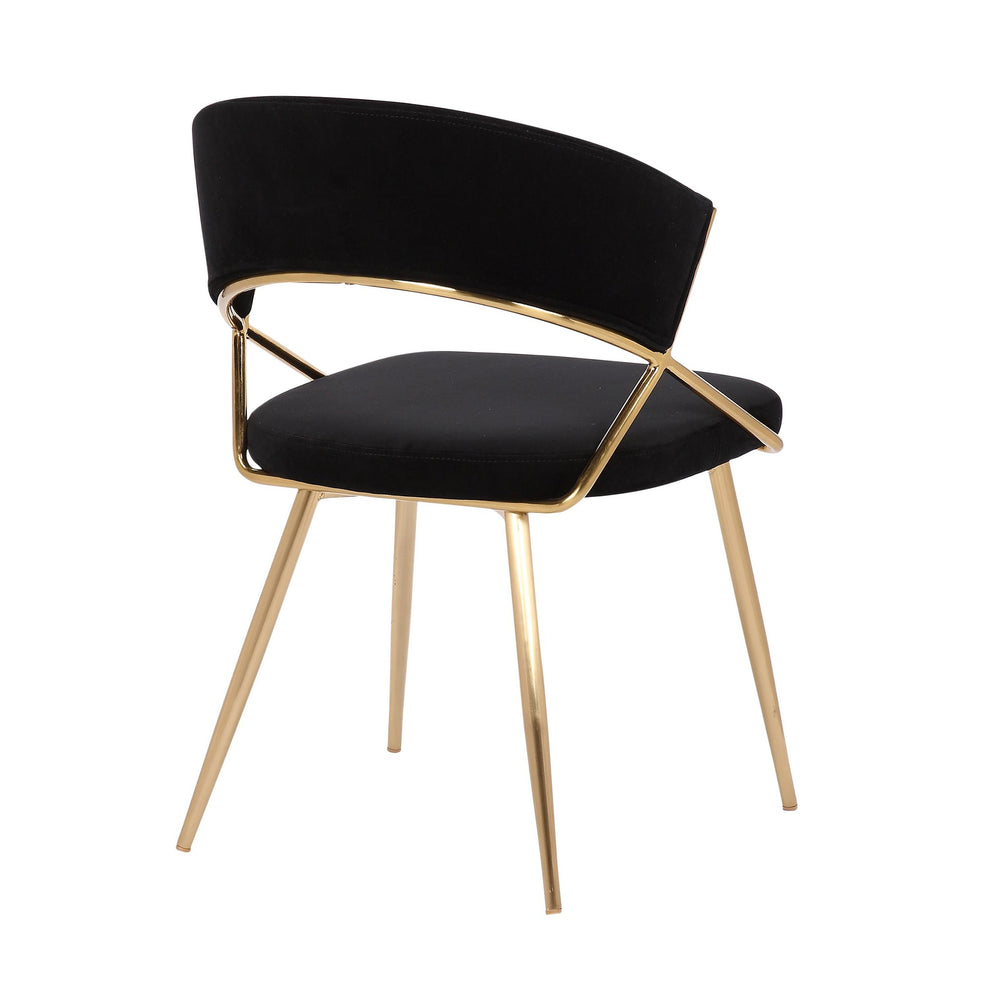 Jie Glam Dining Chair in Gold Steel and Black Velvet By LumiSource - Set of 2 | Dining Chairs | Modishstore - 8