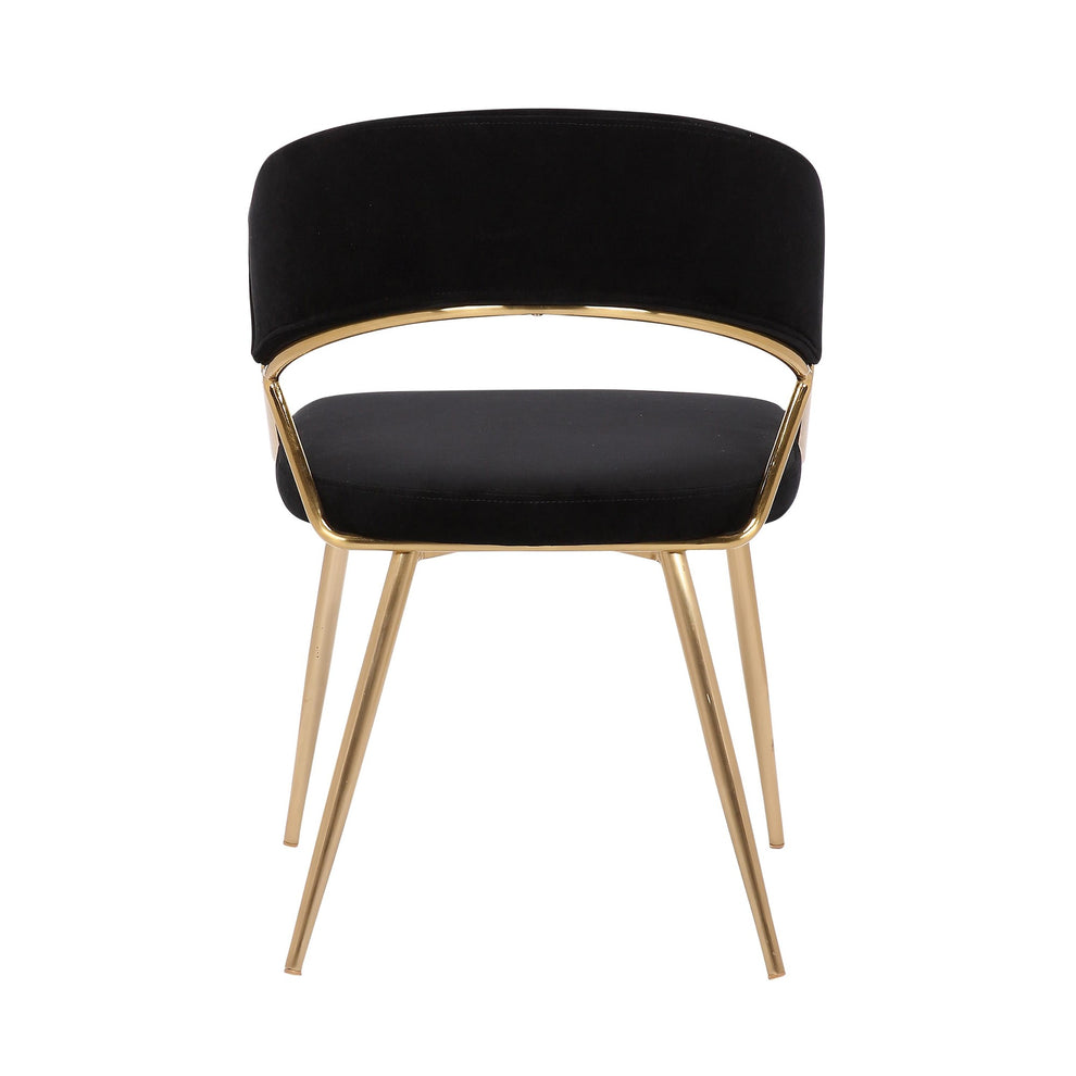 Jie Glam Dining Chair in Gold Steel and Black Velvet By LumiSource - Set of 2 | Dining Chairs | Modishstore - 9