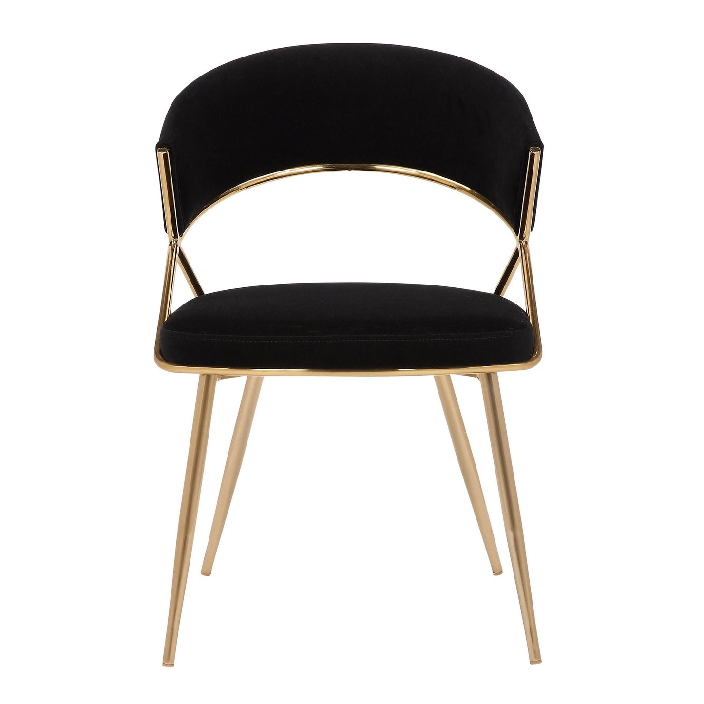 Jie Glam Dining Chair in Gold Steel and Black Velvet By LumiSource - Set of 2 | Dining Chairs | Modishstore - 3
