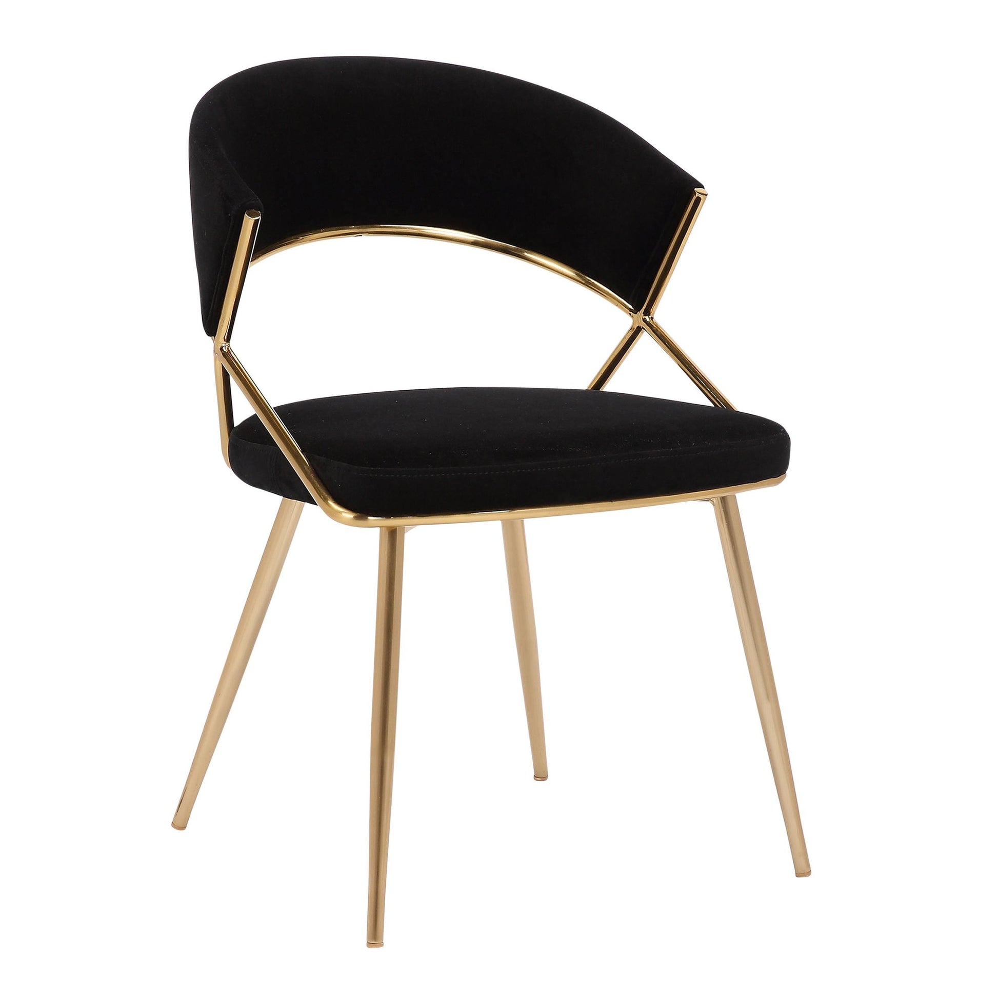 Jie Glam Dining Chair in Gold Steel and Black Velvet By LumiSource - Set of 2 | Dining Chairs | Modishstore - 6
