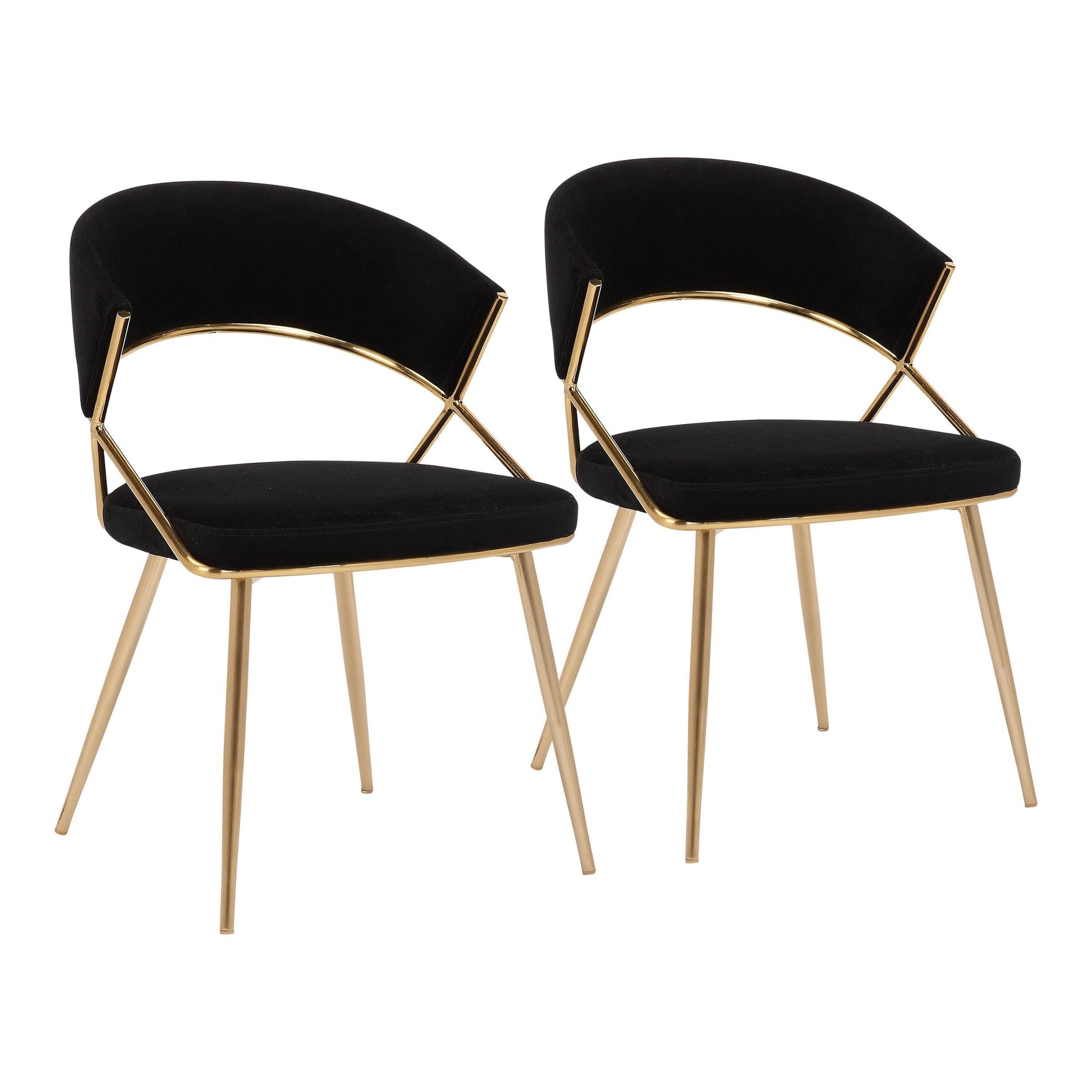 Jie Glam Dining Chair in Gold Steel and Black Velvet By LumiSource - Set of 2 | Dining Chairs | Modishstore - 2