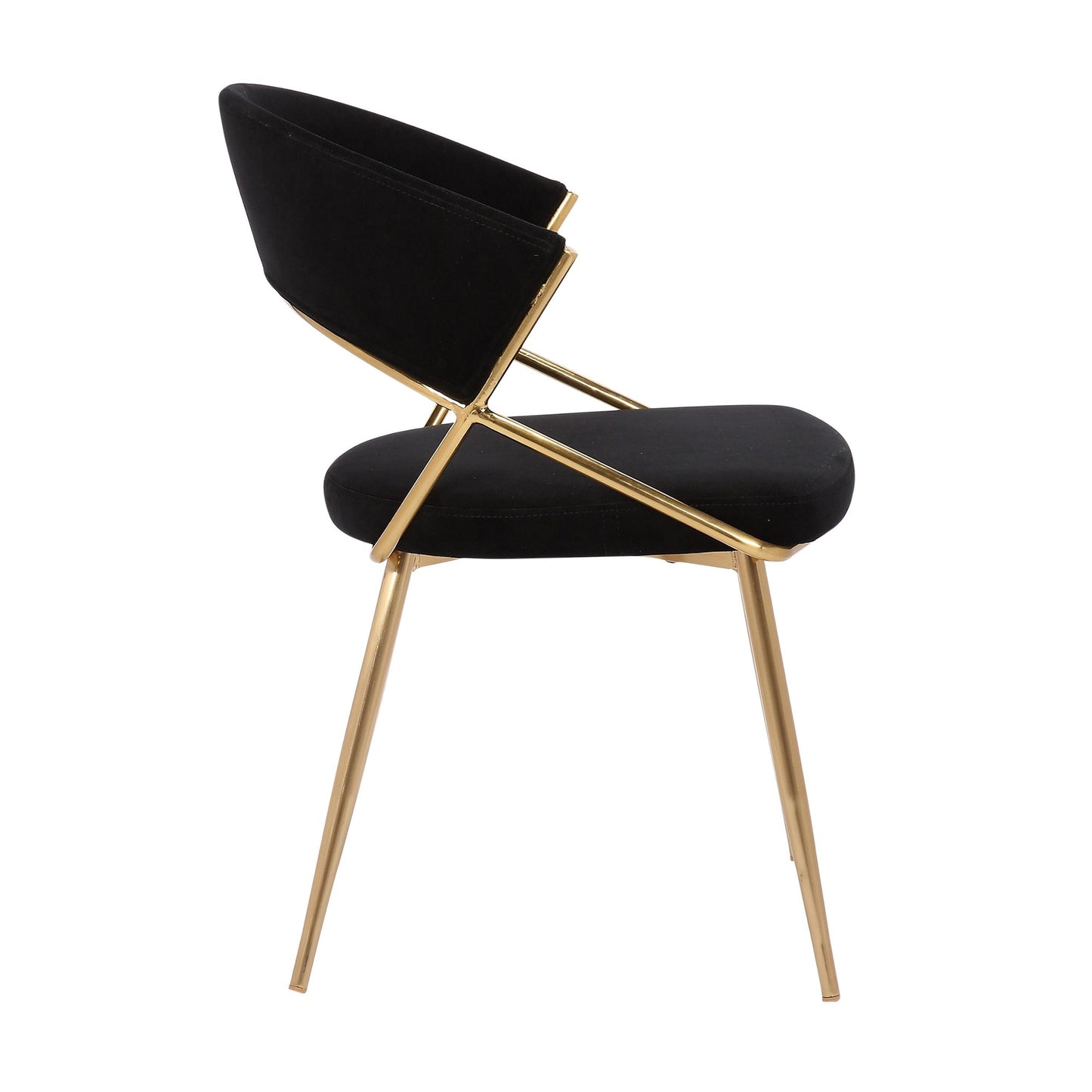 Jie Glam Dining Chair in Gold Steel and Black Velvet By LumiSource - Set of 2 | Dining Chairs | Modishstore - 7