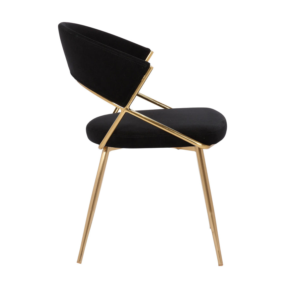 Jie Glam Dining Chair in Gold Steel and Black Velvet By LumiSource - Set of 2 | Dining Chairs | Modishstore - 7