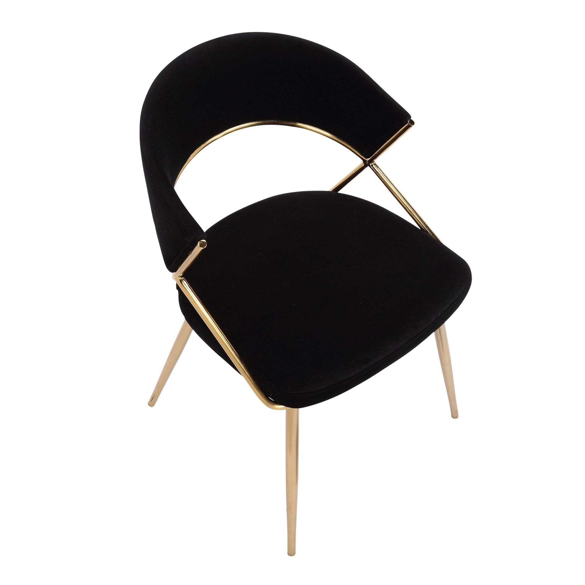 Jie Glam Dining Chair in Gold Steel and Black Velvet By LumiSource - Set of 2 | Dining Chairs | Modishstore - 4