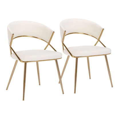 Jie Glam Dining Chair in Gold Steel and Black Velvet By LumiSource - Set of 2 | Dining Chairs | Modishstore - 10