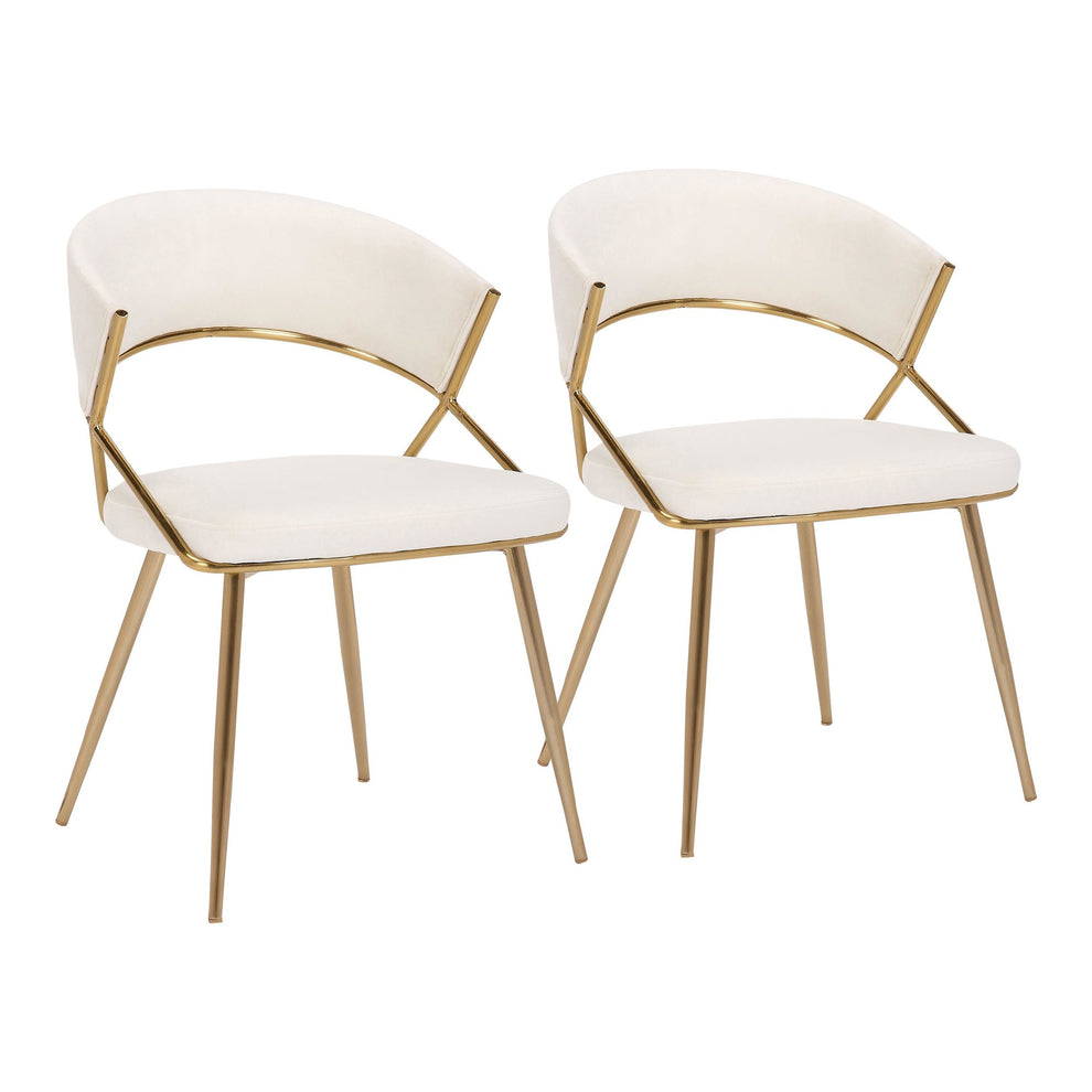 Jie Glam Dining Chair in Gold Steel and Black Velvet By LumiSource - Set of 2 | Dining Chairs | Modishstore - 10