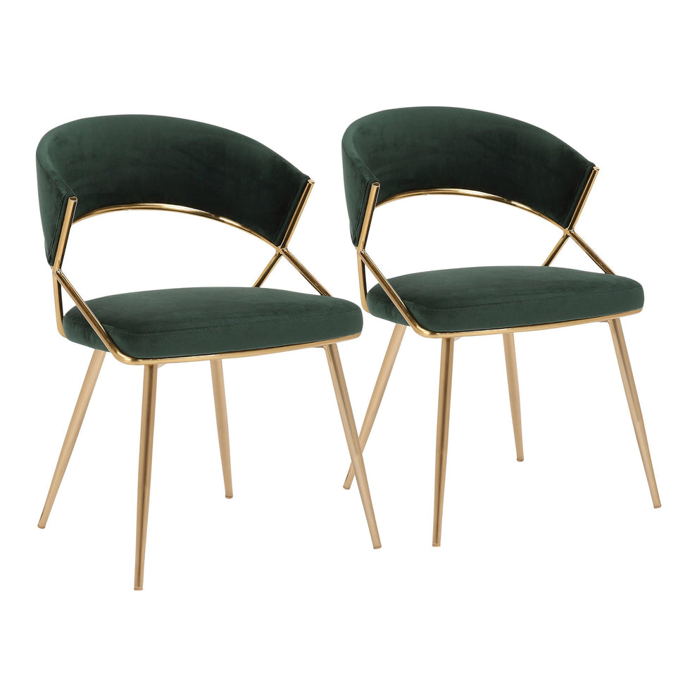 Jie Glam Dining Chair in Gold Steel and Black Velvet By LumiSource - Set of 2 | Dining Chairs | Modishstore - 19