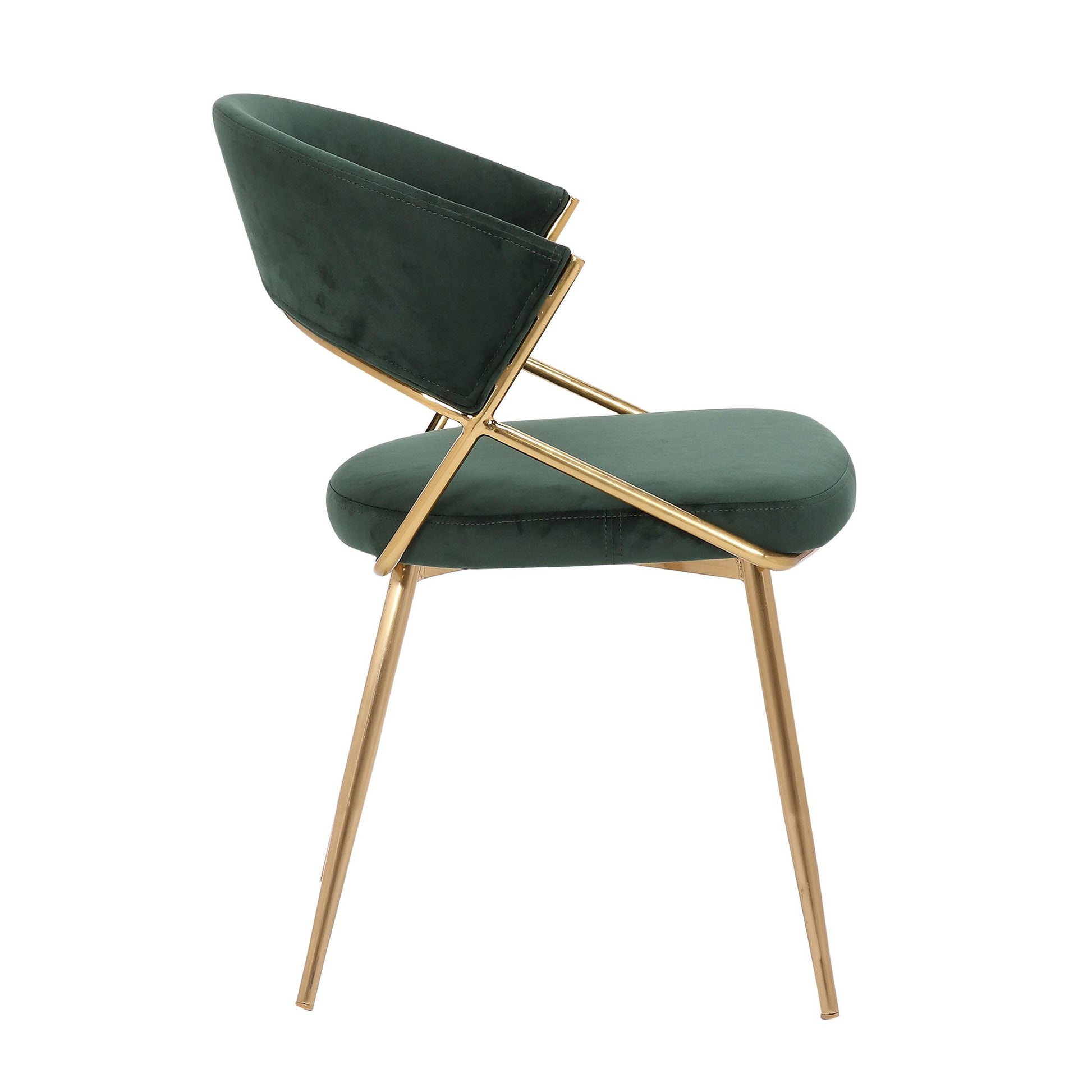 Jie Glam Dining Chair in Gold Steel and Black Velvet By LumiSource - Set of 2 | Dining Chairs | Modishstore - 25