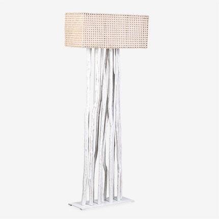 Jungle Rattan Floor Lamp White With Rectangular Shade (2 boxes per piece) by Jefffan | Floor Lamps | Modishstore - 4