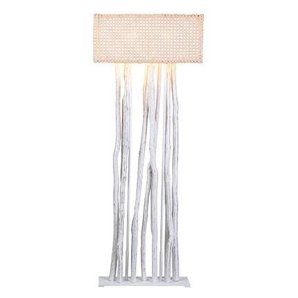 Jungle Rattan Floor Lamp White With Rectangular Shade (2 boxes per piece) by Jefffan | Floor Lamps | Modishstore - 3