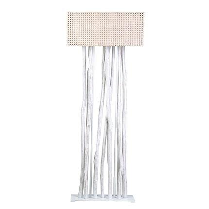 Jungle Rattan Floor Lamp White With Rectangular Shade (2 boxes per piece) by Jefffan | Floor Lamps | Modishstore