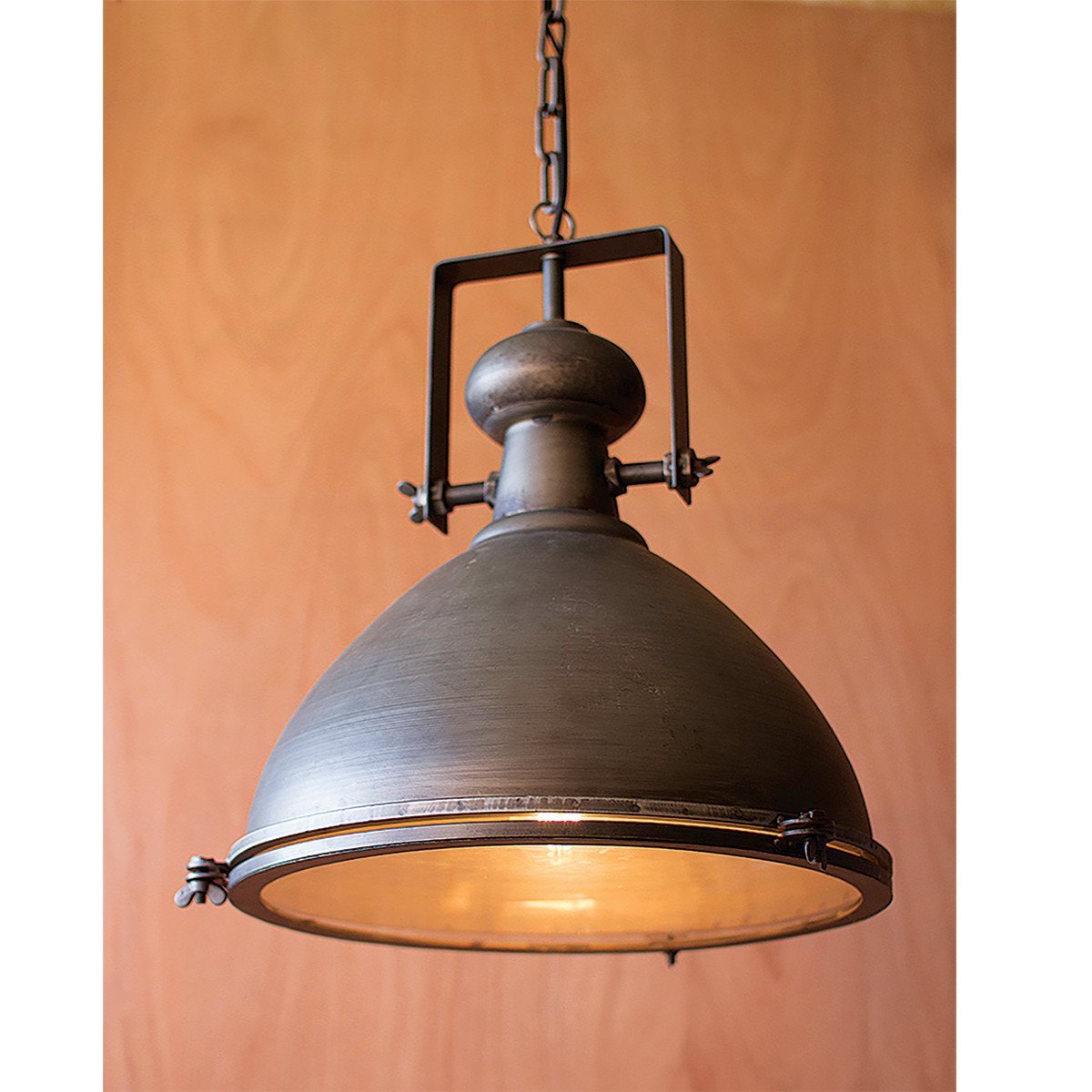 Kalalou Large Metal Pendant With Glass Cover | Modishstore | Pendant Lamps