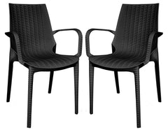 LeisureMod Kent Outdoor Dining Arm Chair, Set of 2