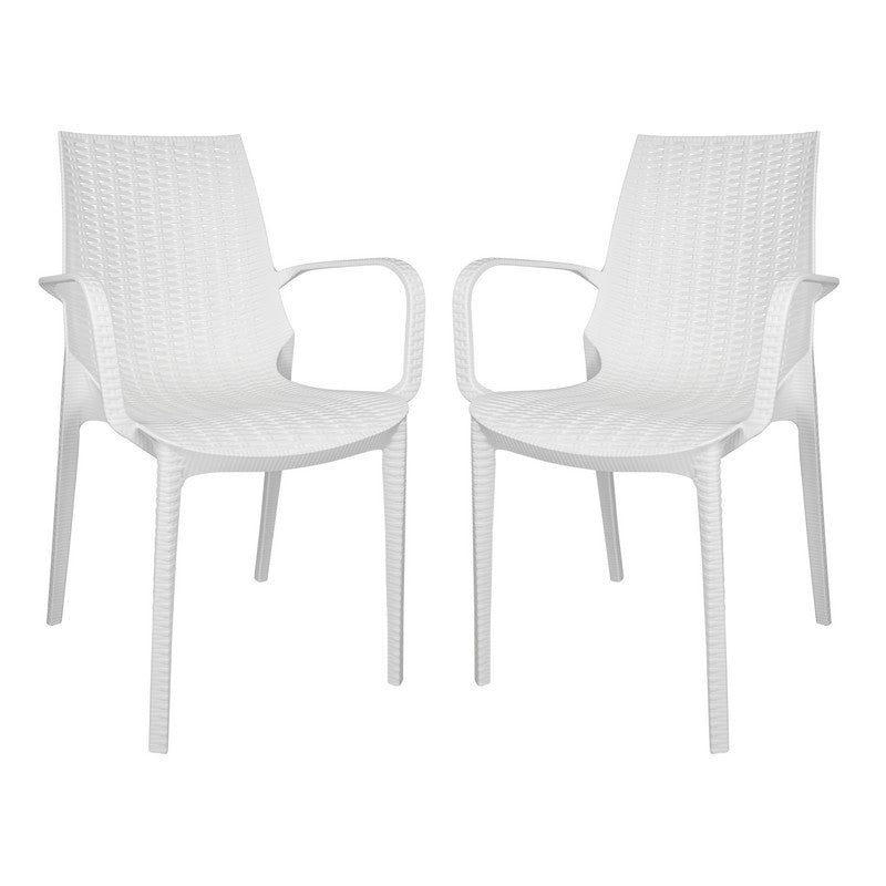 LeisureMod Kent Outdoor Dining Arm Chair, Set of 2 | Outdoor Chairs | Modishstore - 2