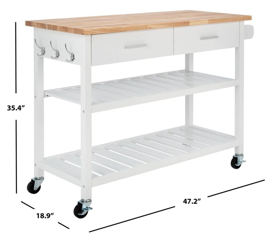 Safavieh Kiko 2 Drawer 2 Shelf Kitchen Cart | TV Tray Tables |  Modishstore  - 3