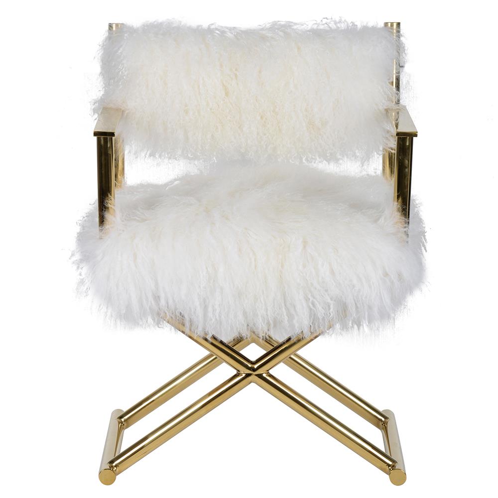 A&B Home Mongolian Fur Director Chair - Gold - 4