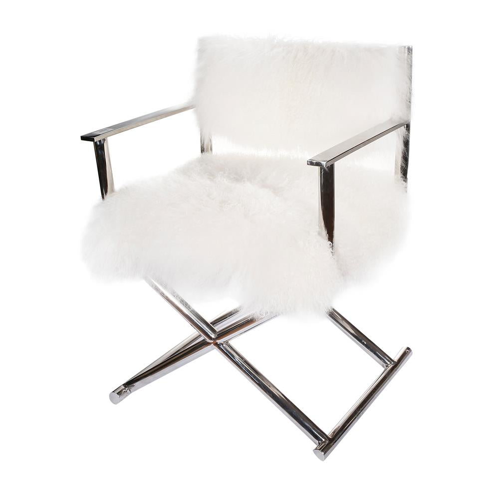 A&B Home Mongolian Fur Director Chair - Gold - 3