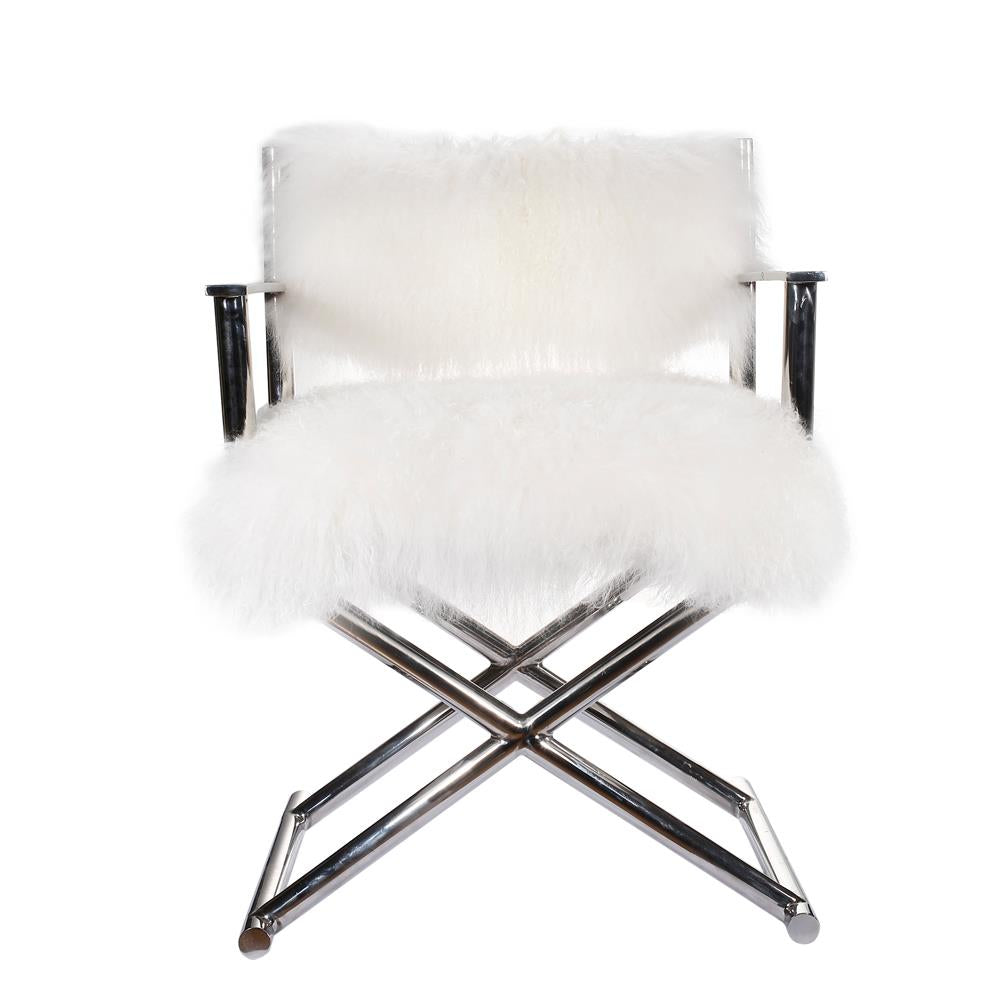 A&B Home Mongolian Fur Director Chair - Gold - 7