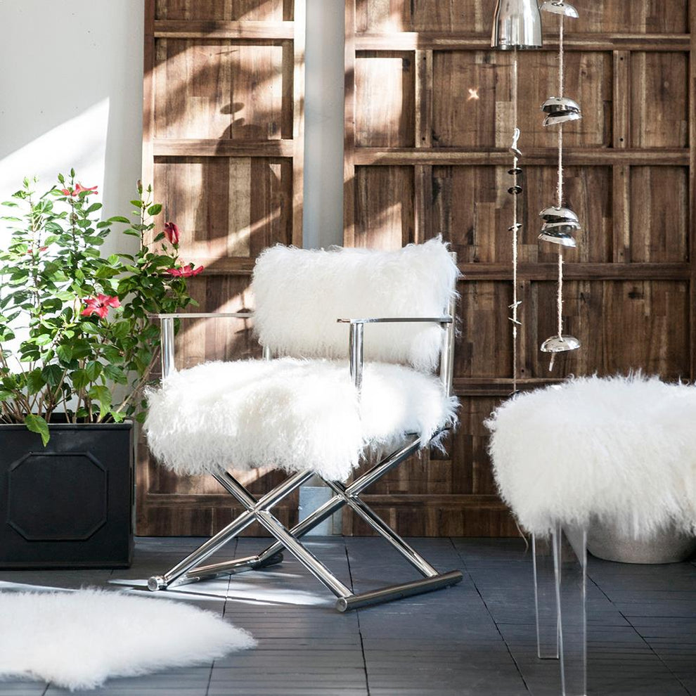 A&B Home Mongolian Fur Director Chair - Gold | Armchairs | Modishstore