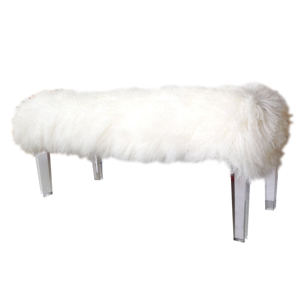A&B Home Mongolian Fur Bench - 2