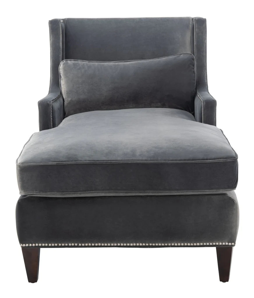 Safavieh Vitali Studded Chaise - Charcoal | Lounge Chairs | Modishstore - 6