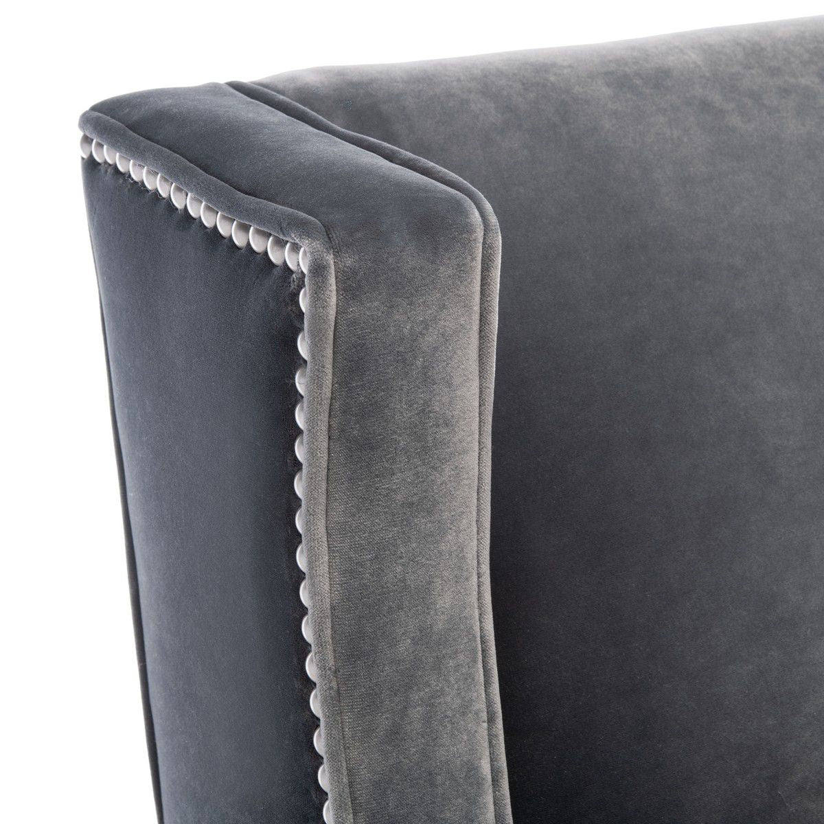 Safavieh Vitali Studded Chaise - Charcoal | Lounge Chairs | Modishstore - 4